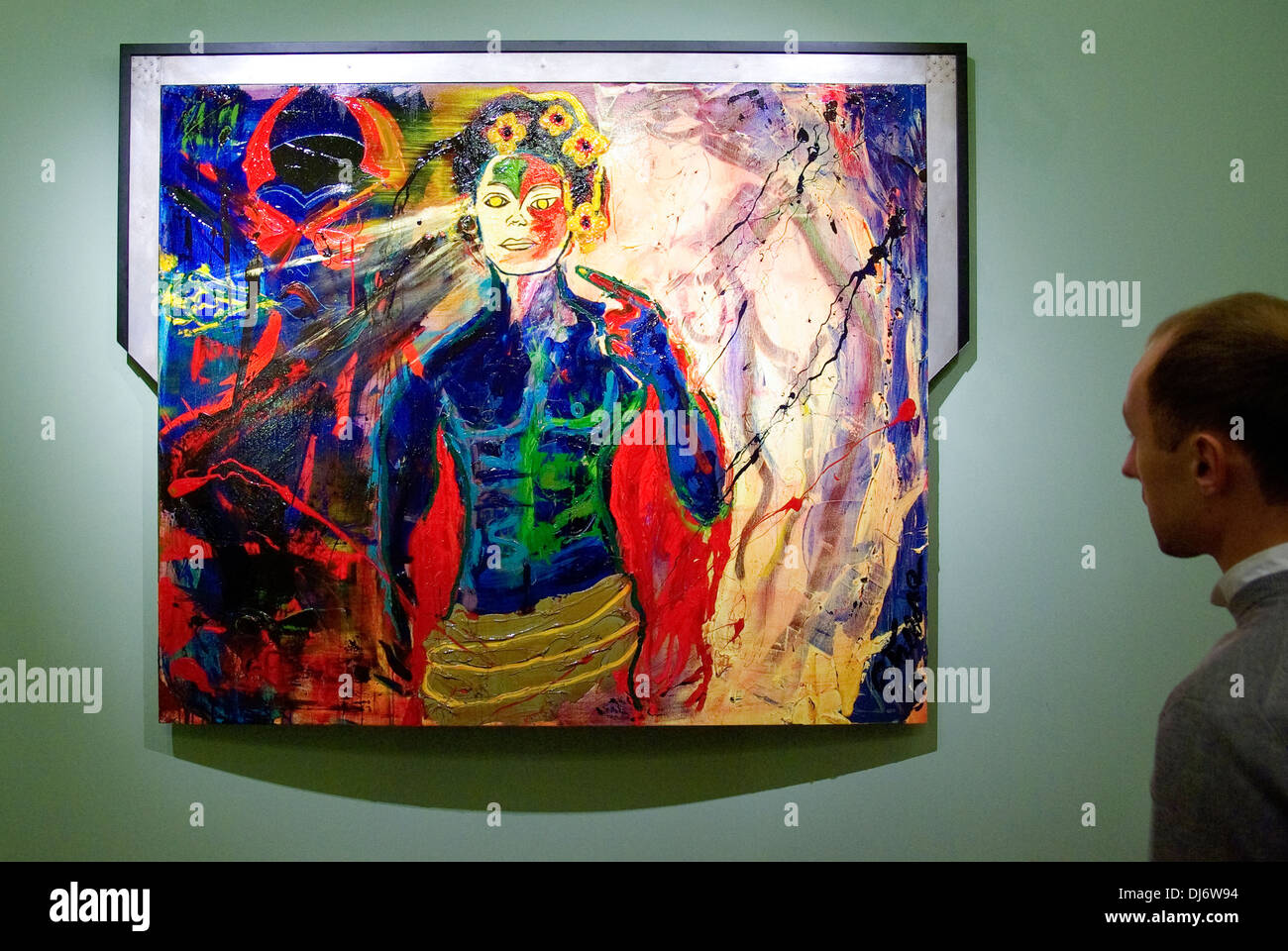 Russia. St. Petersburg. Exhibition of artwork by Sylvester Stallone in the Russian Museum. Stock Photo