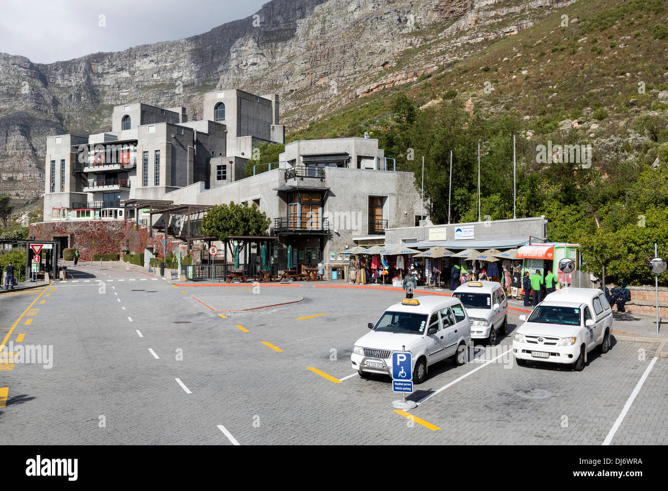 South Africa, Cape Town. Lower Terminal of the Aerial Cableway to Top of Table Mountain. Stock Photo