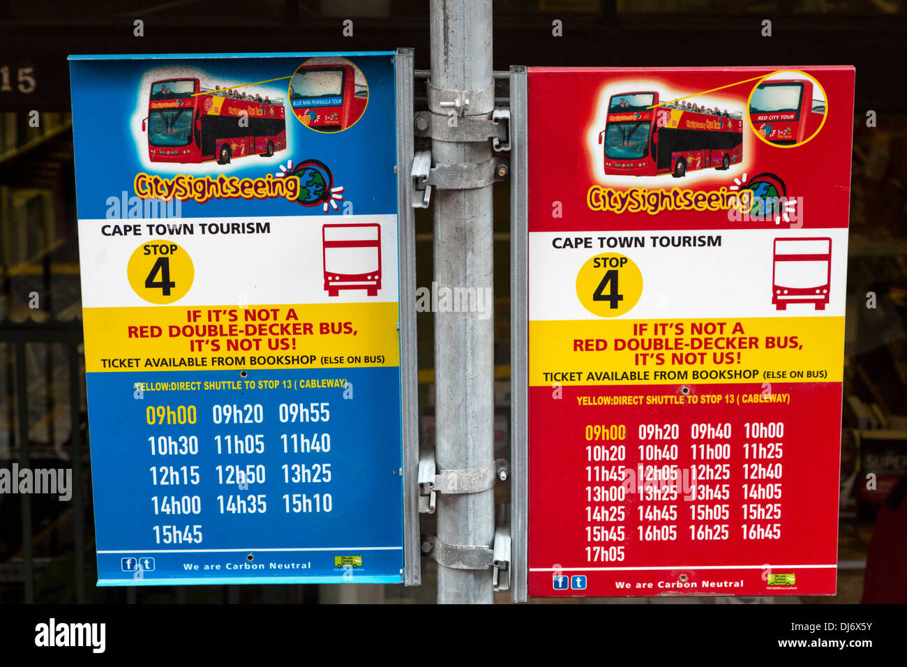 South Africa, Cape Town. Sightseeing Bus Schedules. Stock Photo