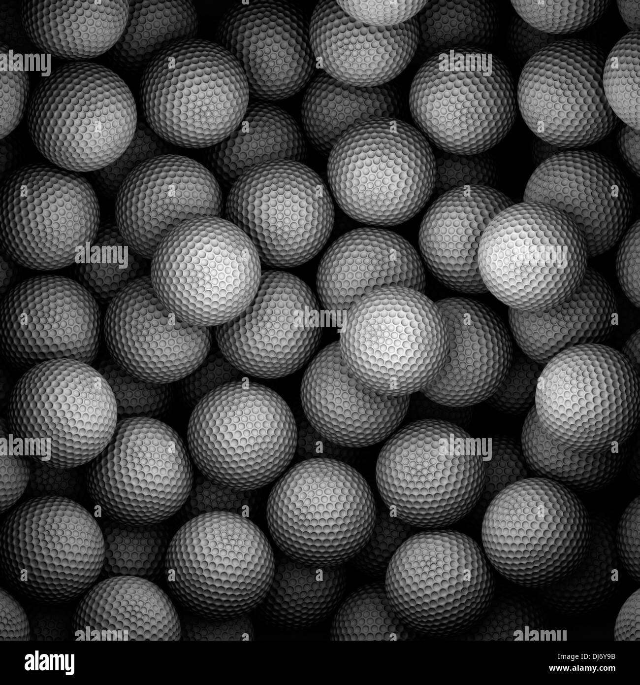 A lot of golf balls in container Stock Photo