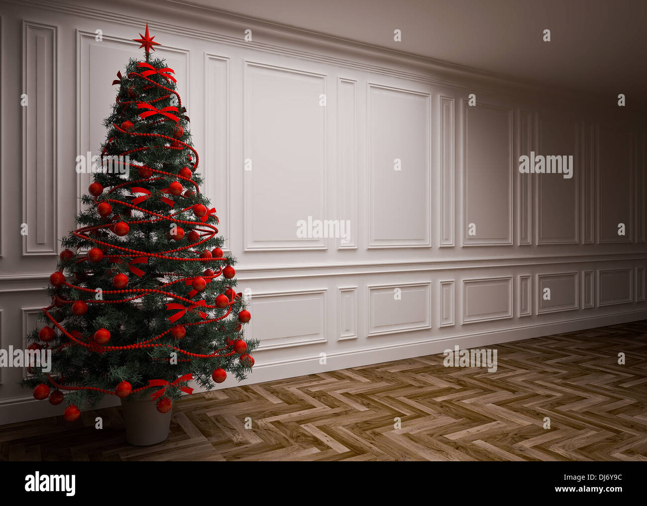 classic interior with a Christmas tree Stock Photo - Alamy