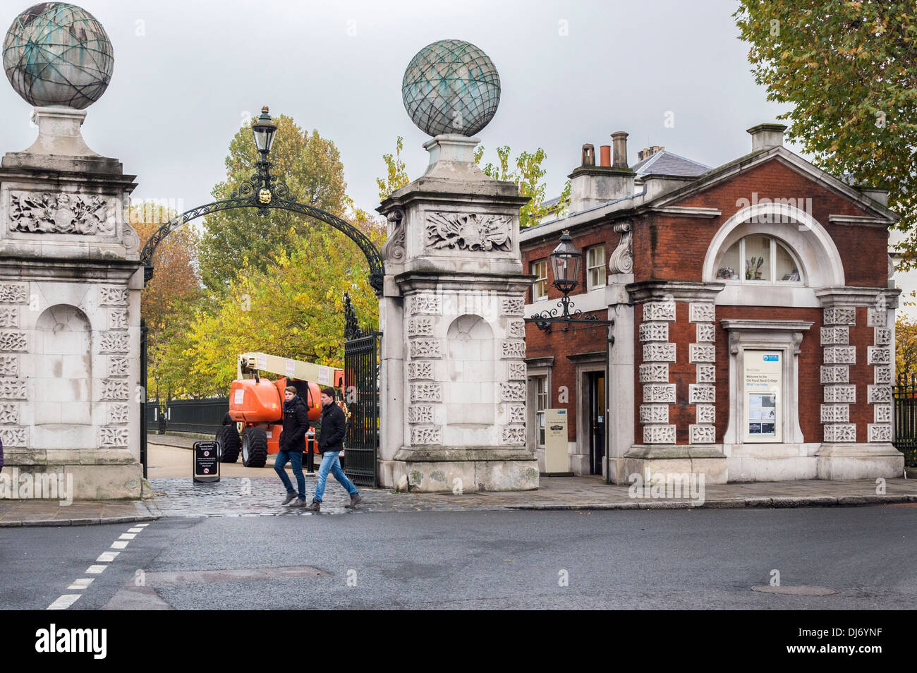 West Gate of Royal Navy Park, Greenwich. Pillars with celestial and