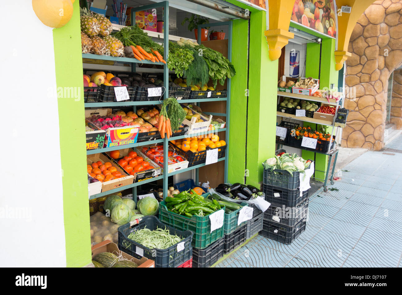 Typical small fresh fruit and vegetable shop in Spain Stock Photo Alamy