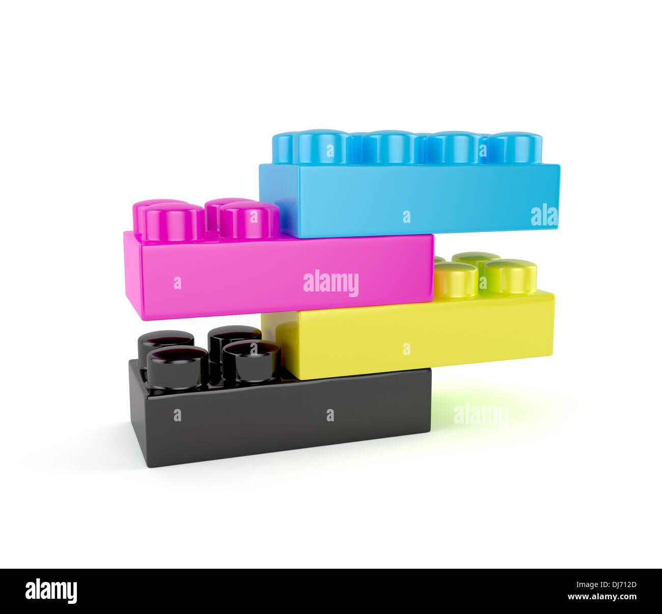 3d render of plastic cmyk toy blocks on white background Stock Photo ...