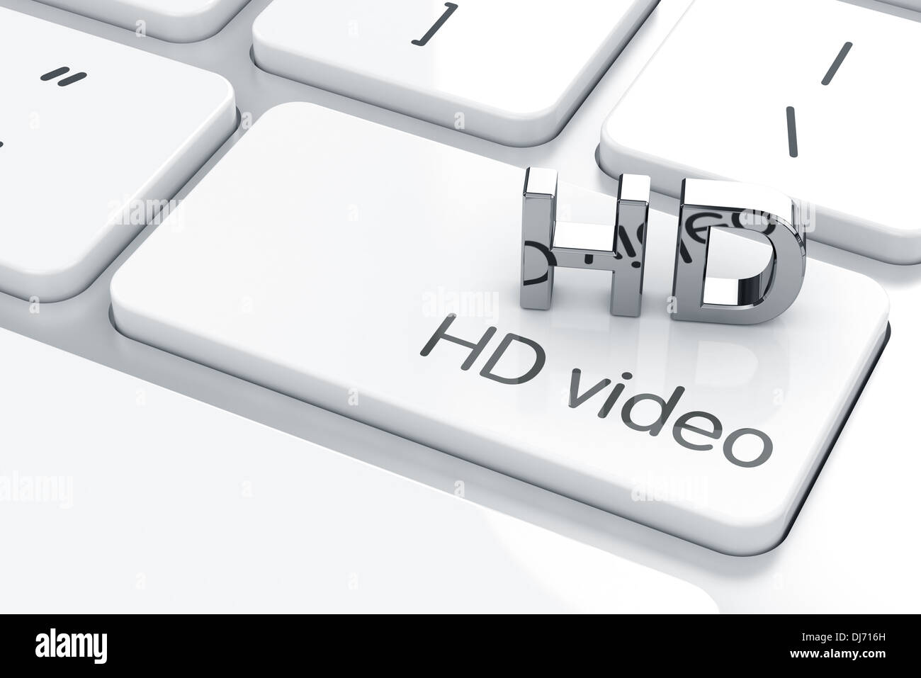 HD chrome icon on the computer keyboard. HD video concept Stock Photo