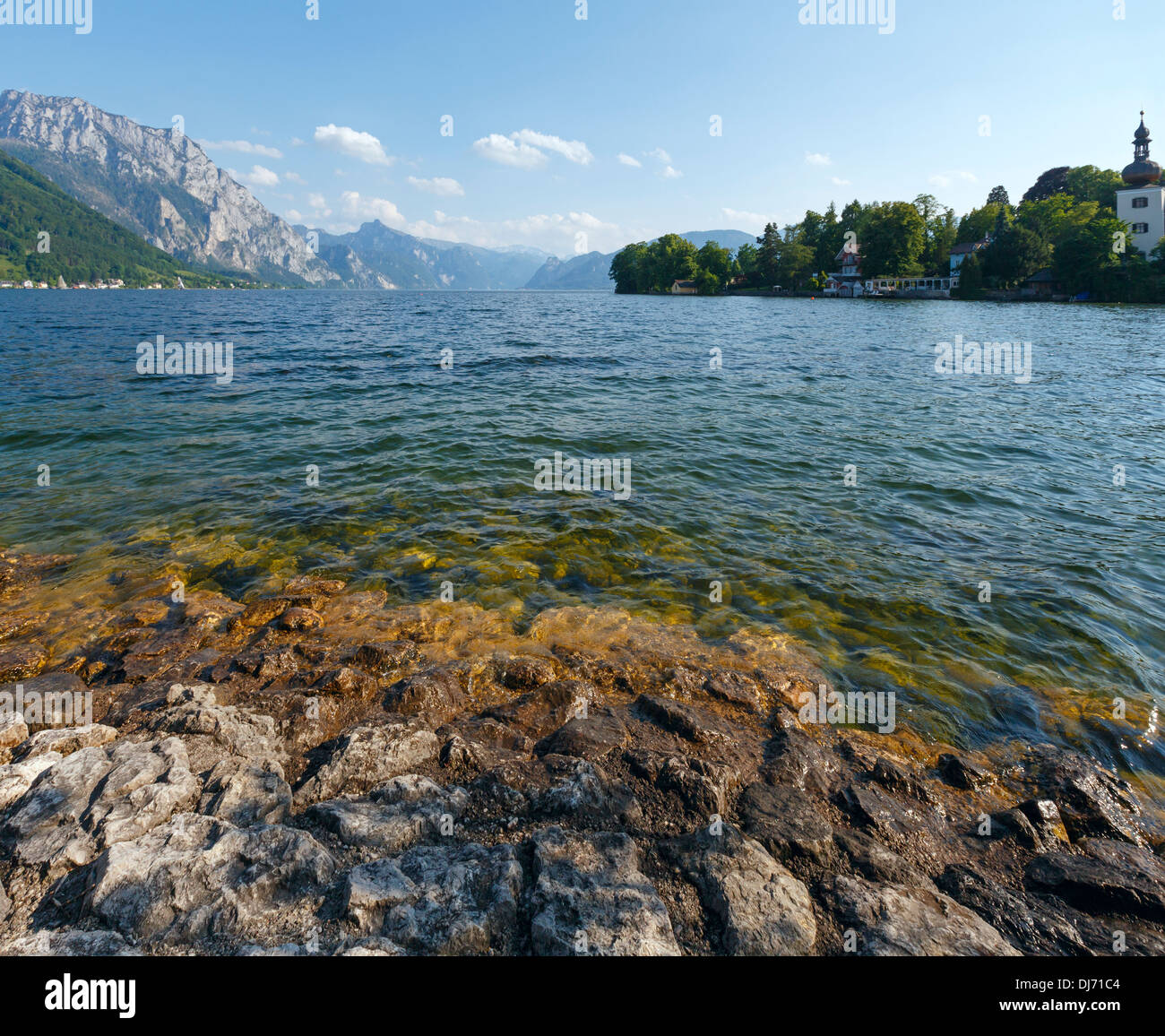 Traunsee summer lake (Gmunden, Austria). Stock Photo