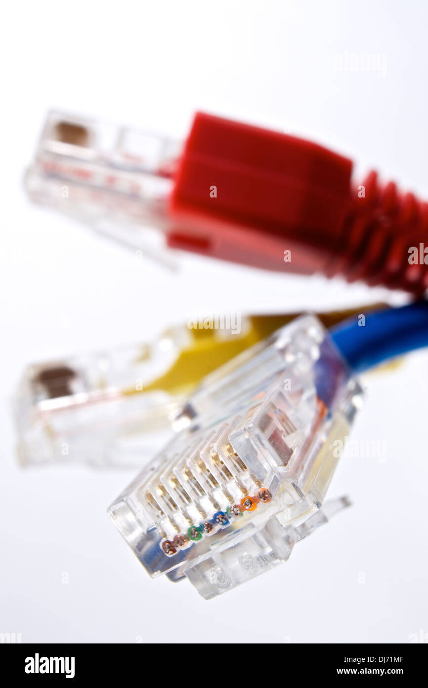 cables group computer and white background Stock Photo Alamy