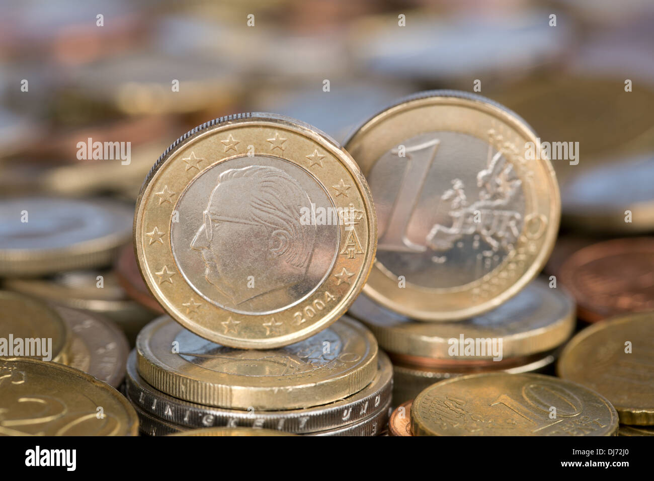 A one Euro coin from the EU member country Belgium with King Albert Stock Photo