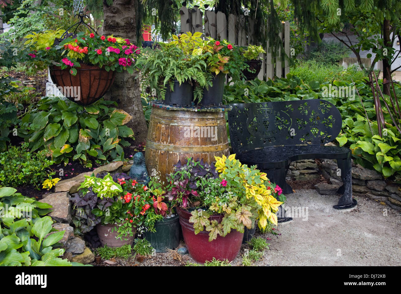 Garden at Lanthier Winery in Madison, Indiana Stock Photo
