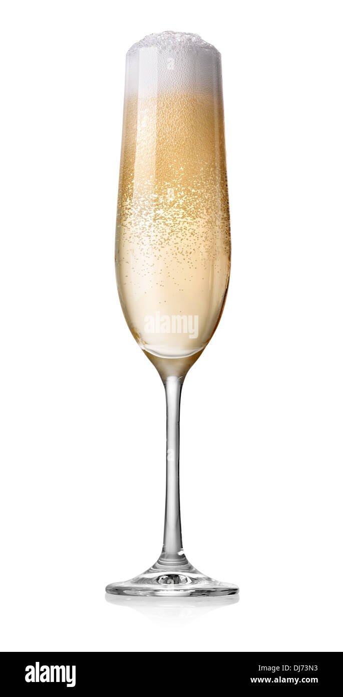 Glass of champagne isolated on white background Stock Photo
