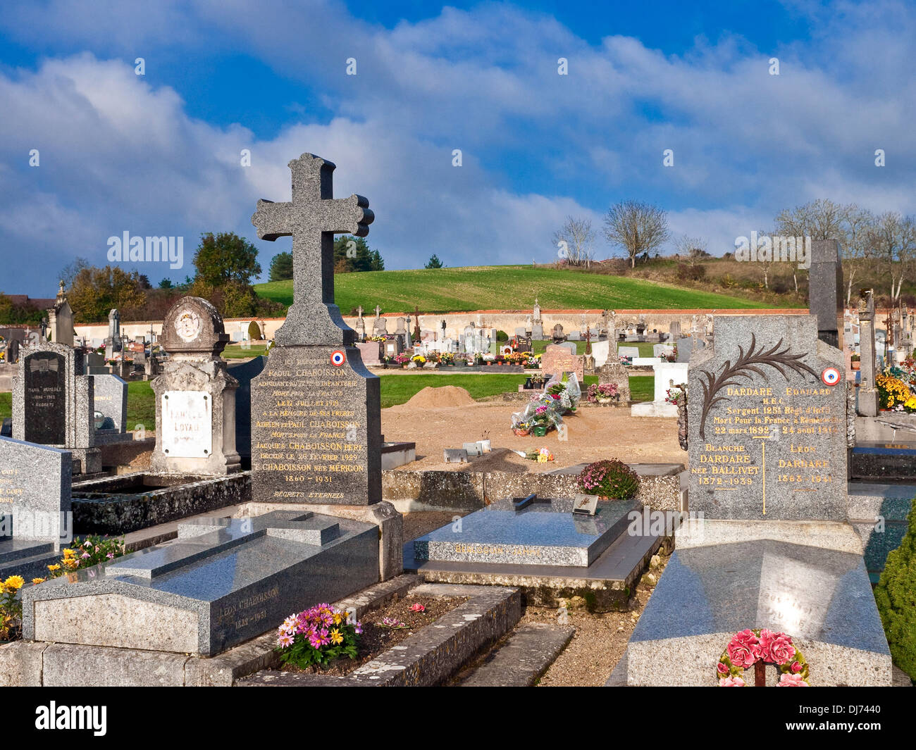 Graves in cemetery - France. Stock Photo