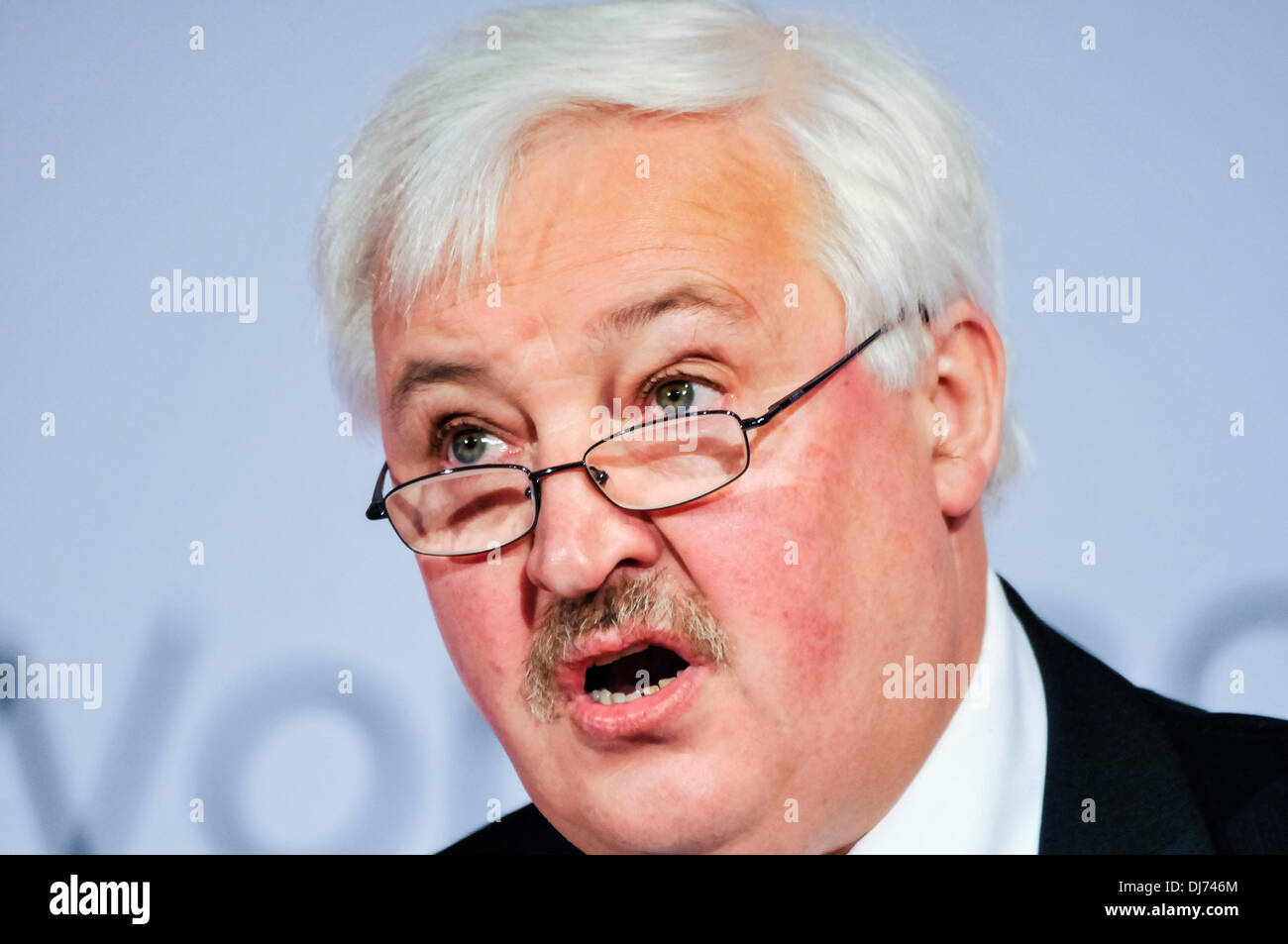 Belfast, Northern Ireland. 23rd Nov 2013 - John McMullan from Bryson House talks about recycling at the DUP party conference Credit:  Stephen Barnes/Alamy Live News Stock Photo