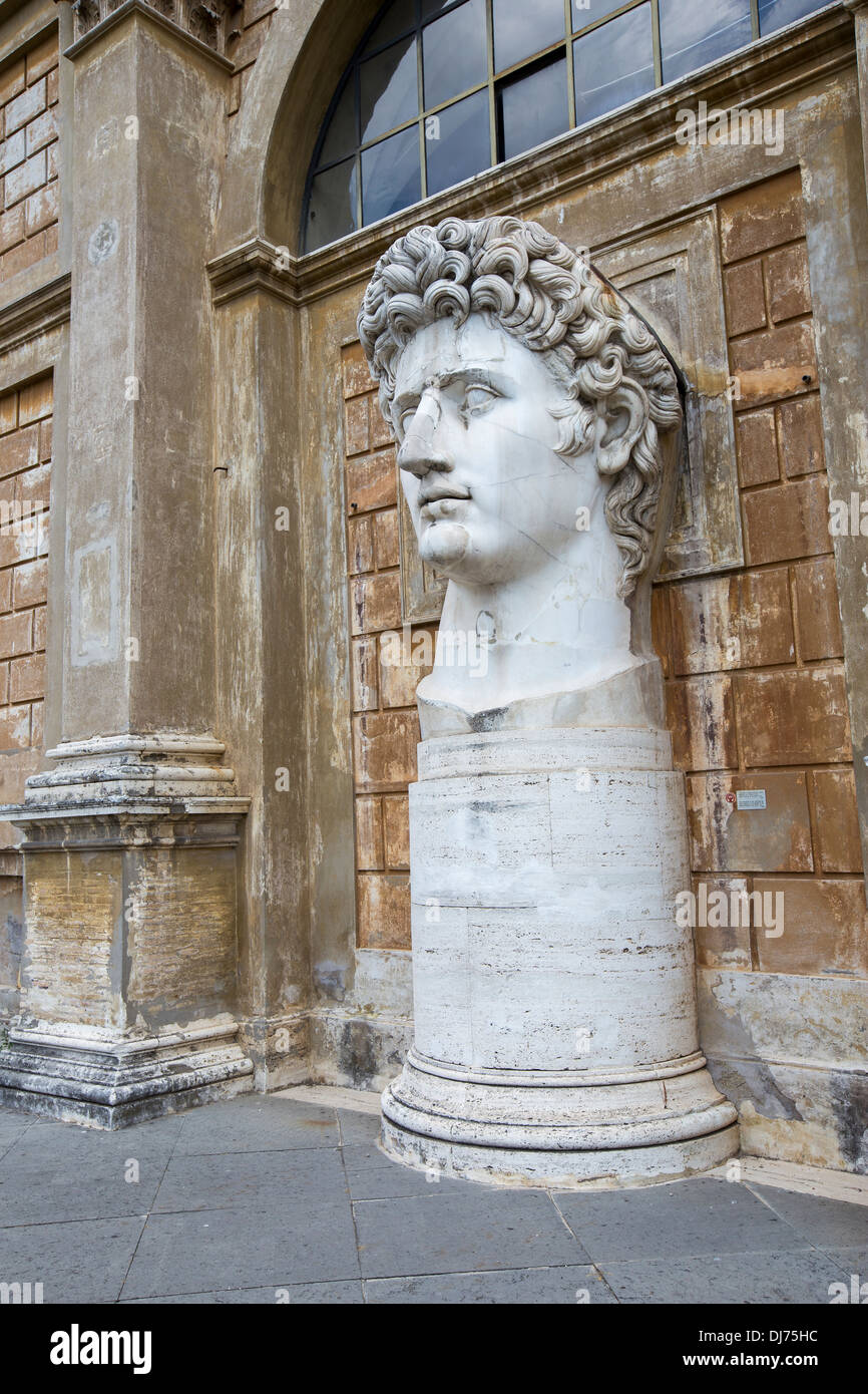 Head of a giant Roman statue at the Vatican Museum, Rome, Italy Stock