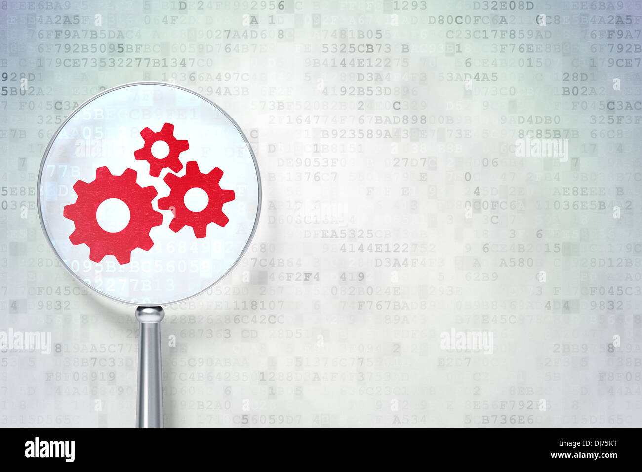 Web design concept: Gears with optical glass on digital backgro Stock ...