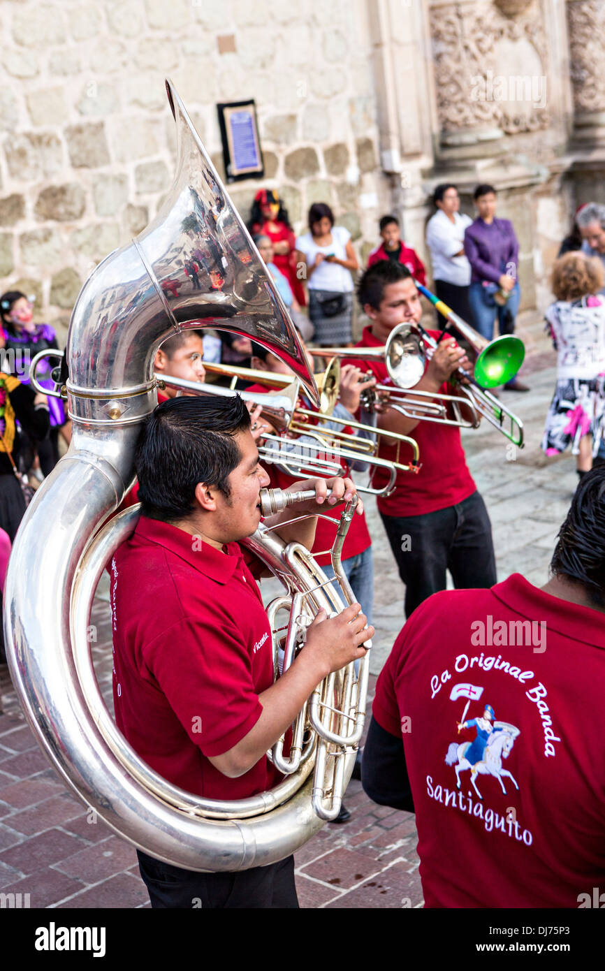 A Mexican band plays during the Day of the Dead festival known in spanish as Día de Muertos in Oaxaca, Mexico. Stock Photo