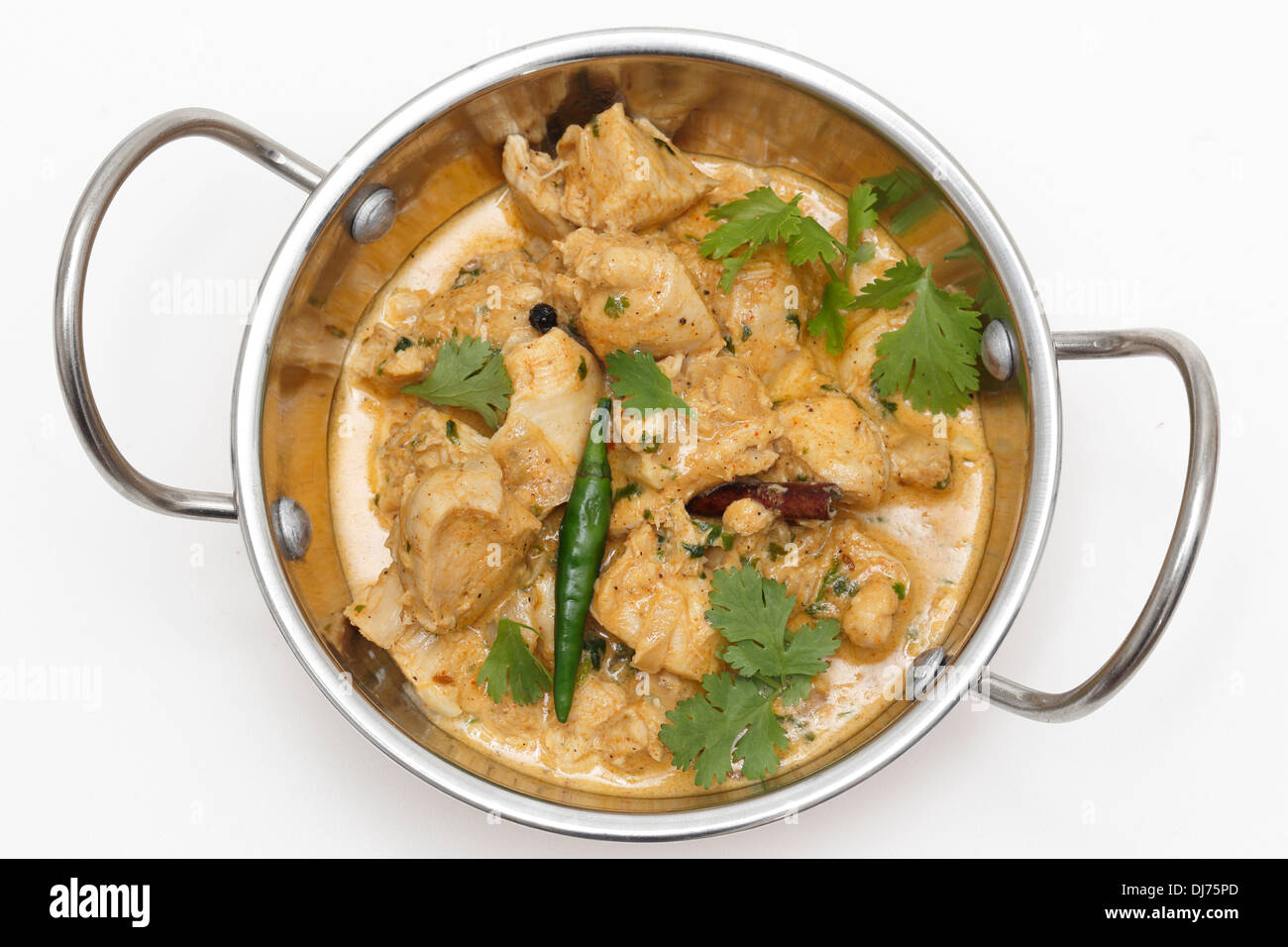 Homemade balti chicken pasanda, made with spices, yoghurt, cream and chopped coriander and