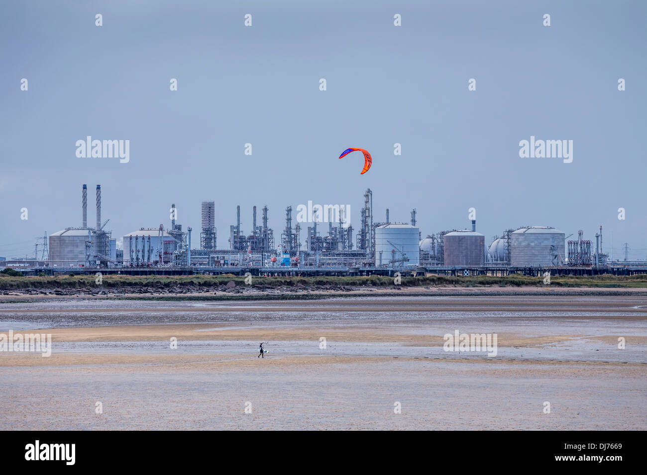 Kitesurfing at Teesside South Gare near Redcar, North Yorkshire Stock