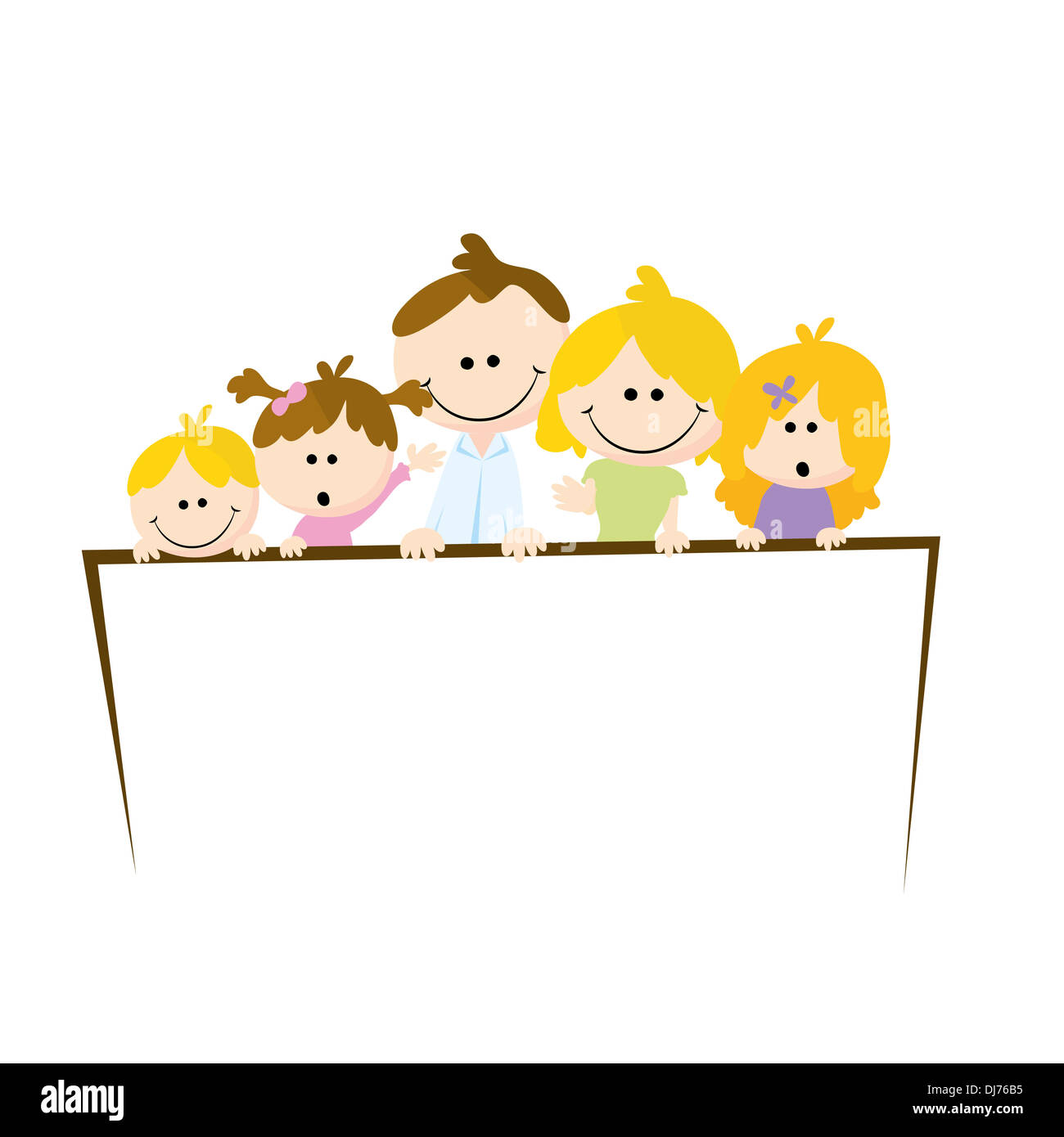 cute simple family cartoons of five people Stock Photo - Alamy