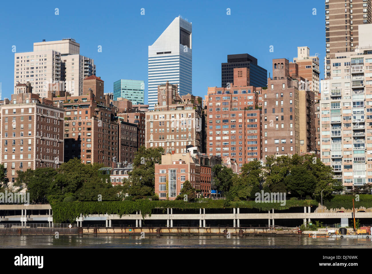 Midtown Manhattan Skyline and the East River, New York City, USA Stock ...