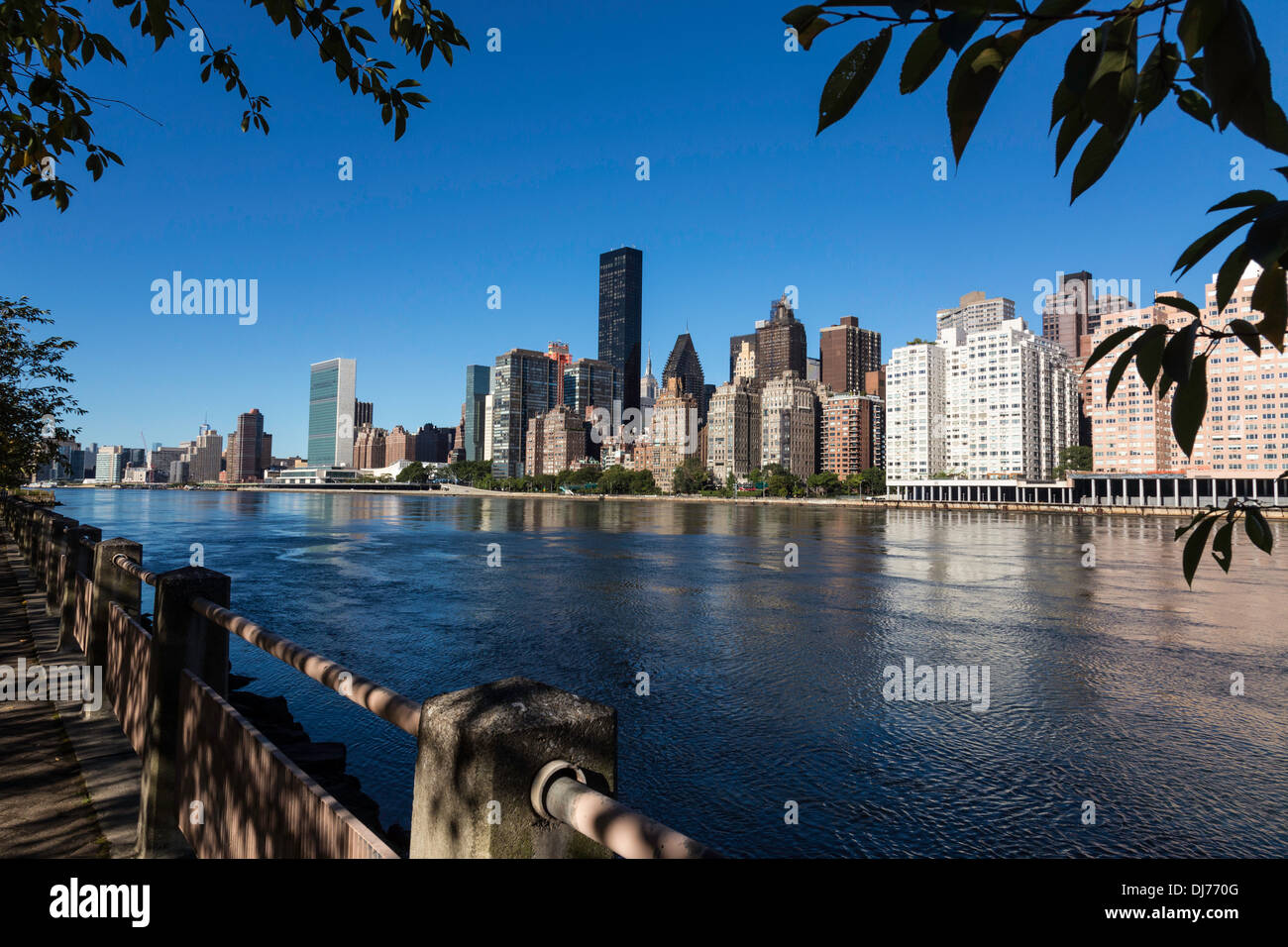 Midtown Manhattan Skyline and the East River, New York City, USA Stock ...