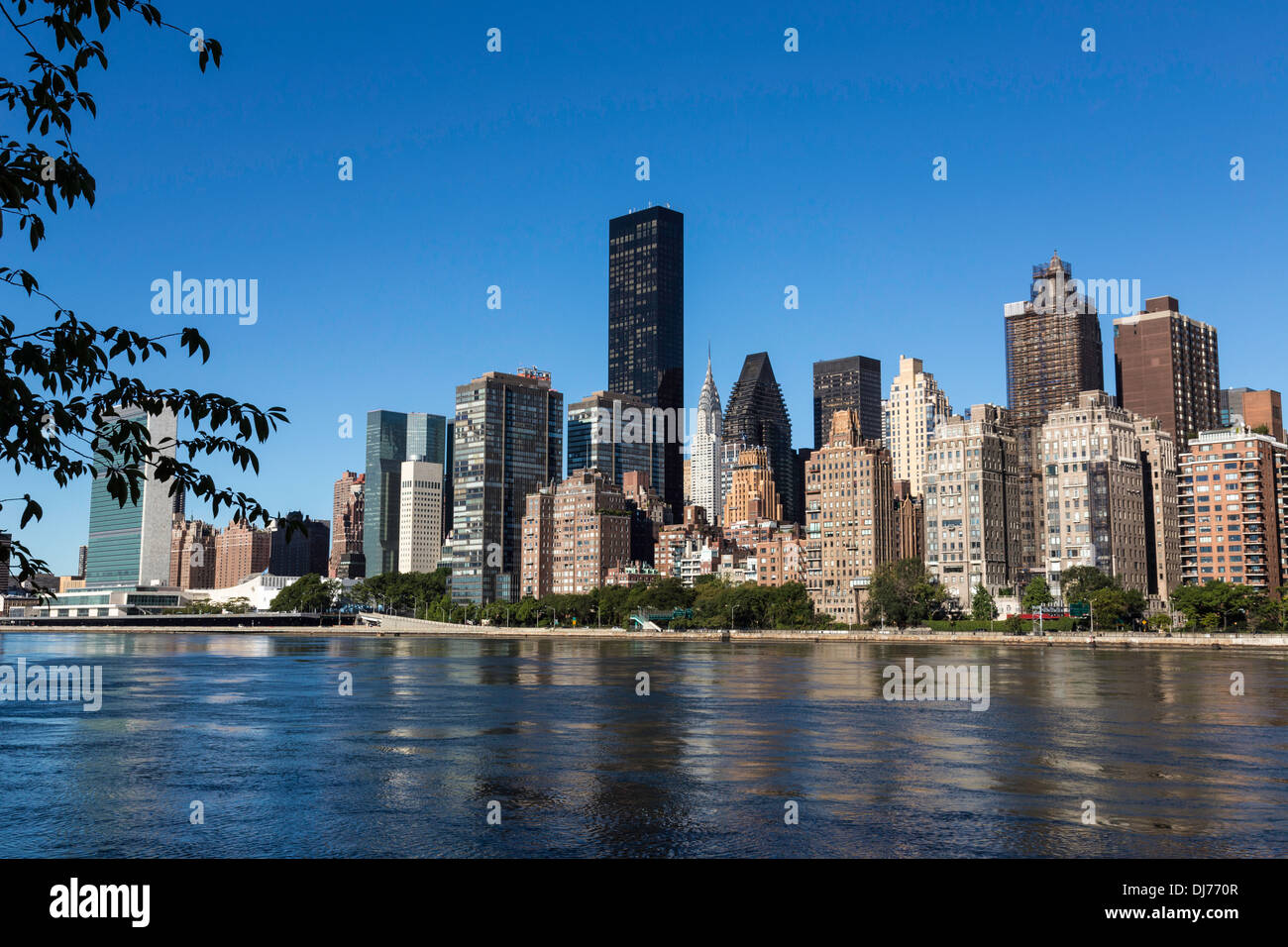 Midtown Manhattan Skyline and the East River, New York City, USA Stock ...