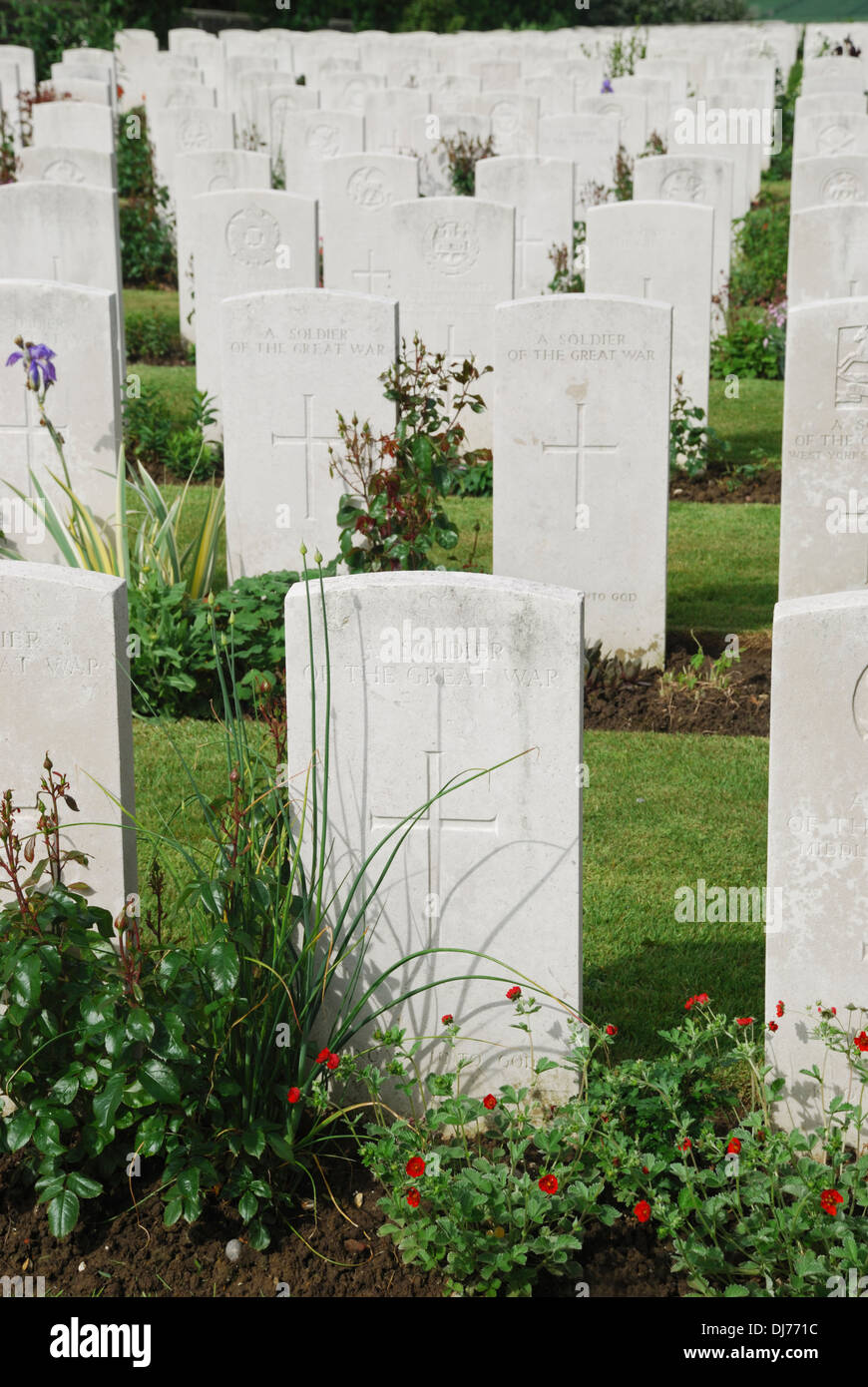 Tyne Cot Commonwealth War Graves Commission Cemetery, Zonnebeke, West-Vlaanderen, Belgium. Stock Photo