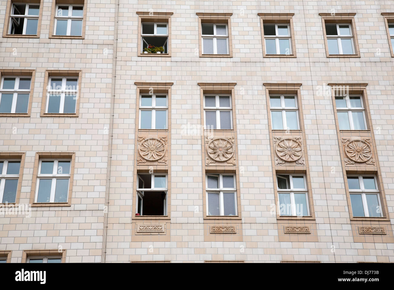 Building Facade on Karl Marx Allee Street, Berlin; Germany Stock Photo