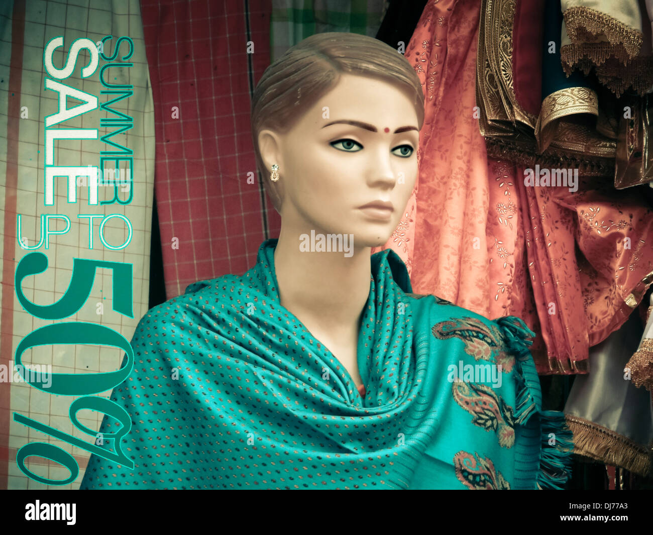 The Mannequins & Traditional Cloths, Punjabi dresses arranged on window