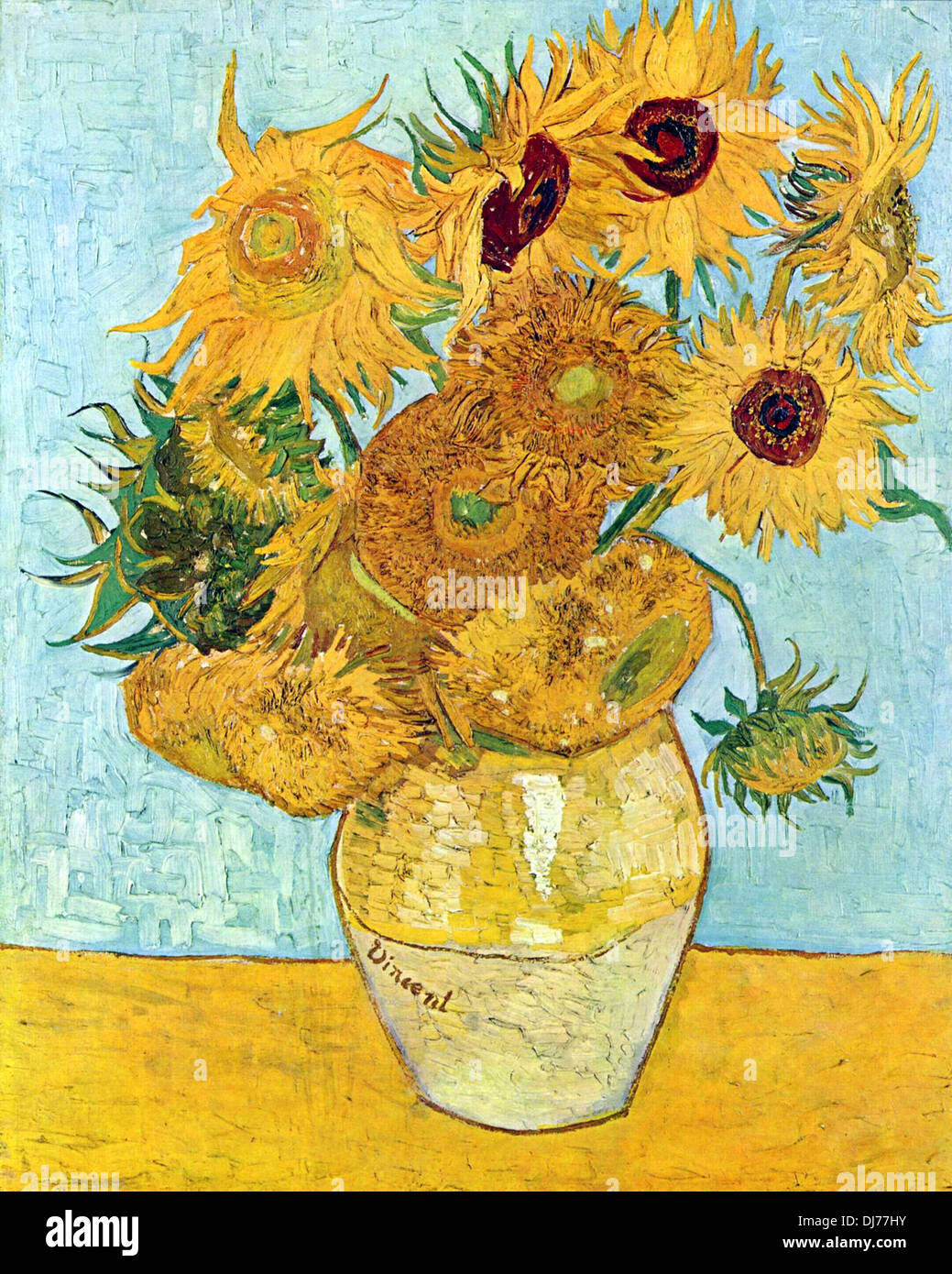 Vase with 12 sunflowers by Vincent van Gogh Stock Photo