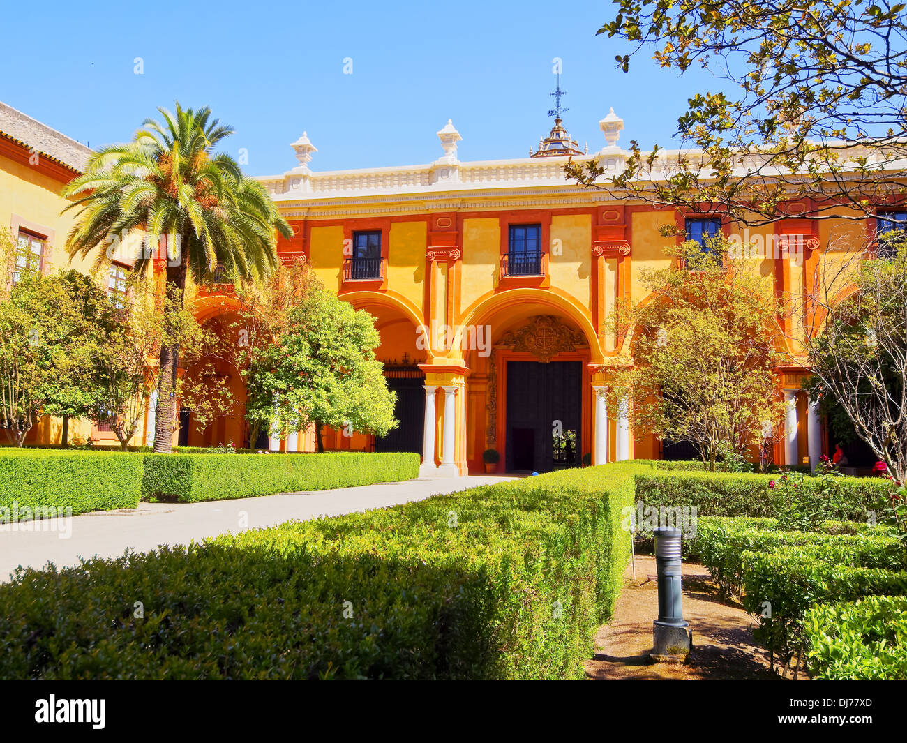 Reales Alcazares in Seville - residence developed from a former Moorish Palace in Andalusia, Spain Stock Photo