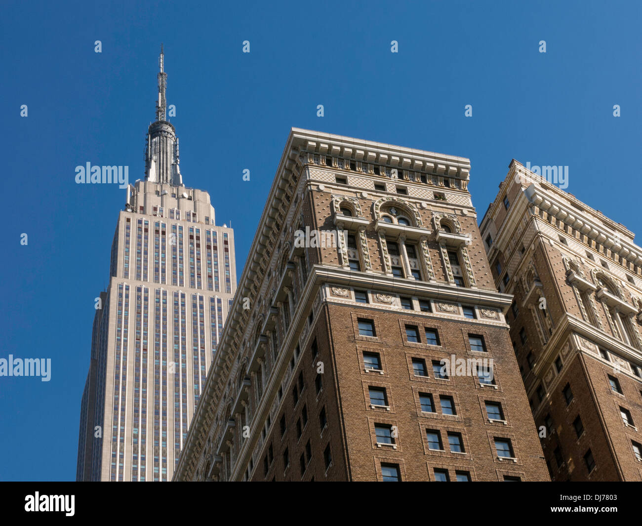 Herald Towers (formerly Hotel McAlpin) and Empire State Building, Broadway and 34th Street, NYC Stock Photo
