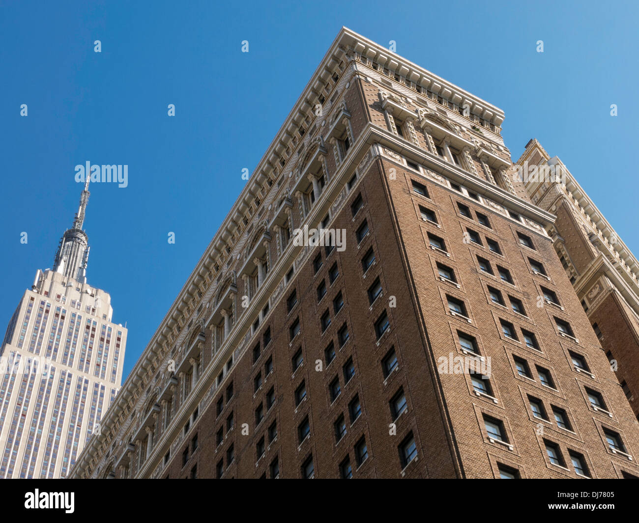 Herald Towers (formerly Hotel McAlpin) and Empire State Building, Broadway and 34th Street, NYC Stock Photo