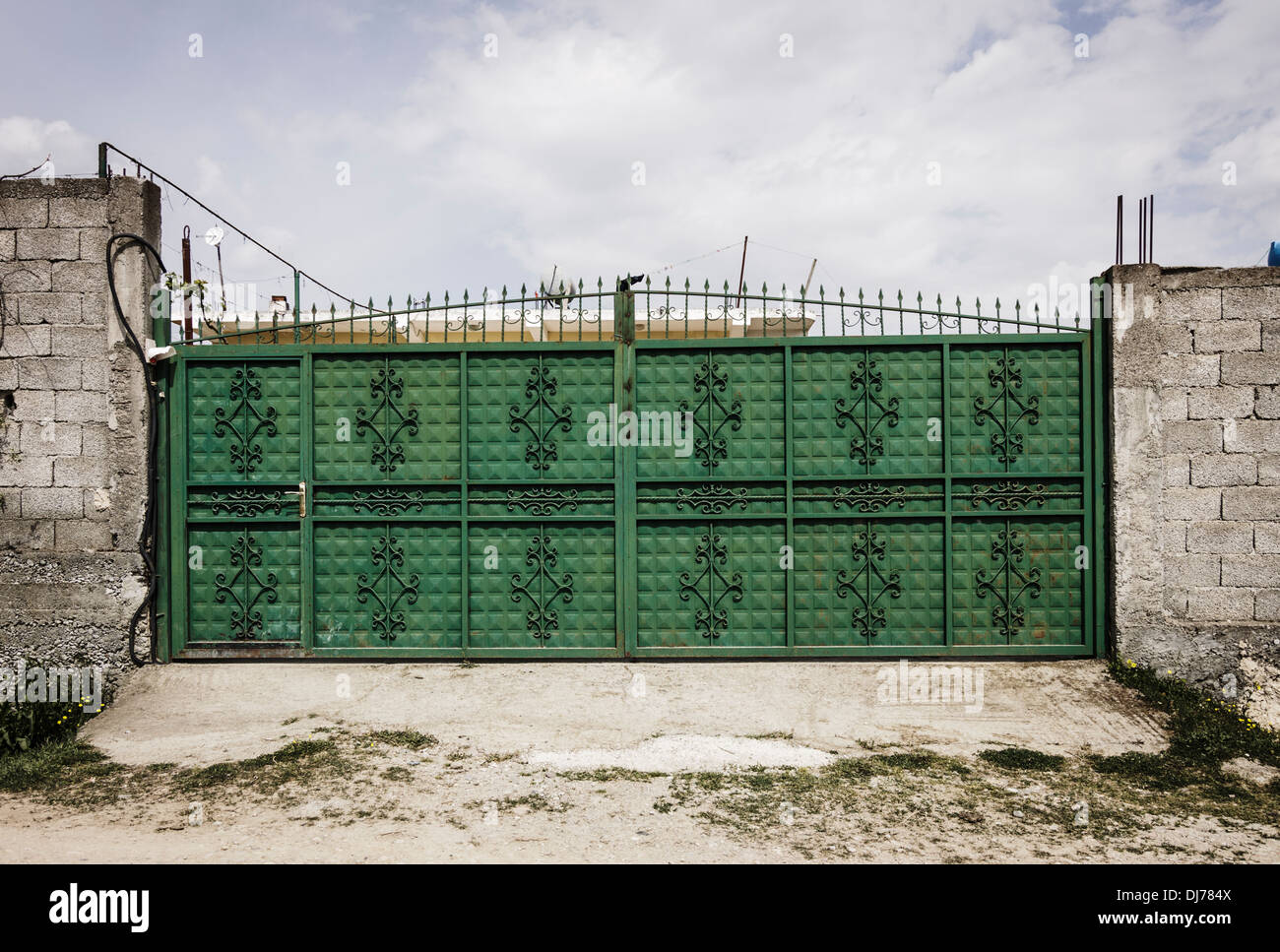 Locked door of a dwelling under the threat of Kanun blood feud. Stock Photo