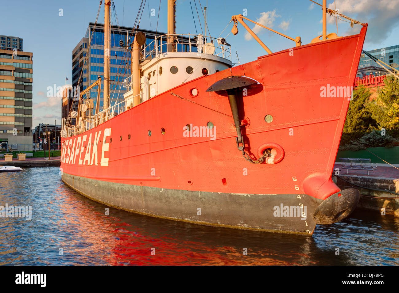 Lightship Chesapeake anchored at the Baltimore Maritime Museum in Baltimore, Maryland. Stock Photo