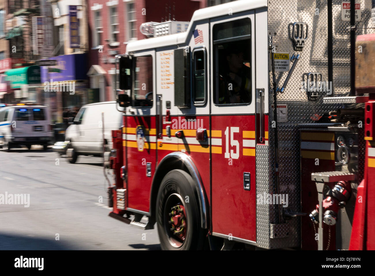 FDNY  Firetruck Responding to A Call, NYC, USA Stock Photo