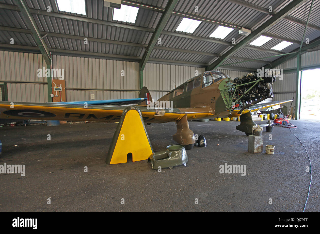 Proctor light aircraft in a hangar for engine maintenance Stock Photo