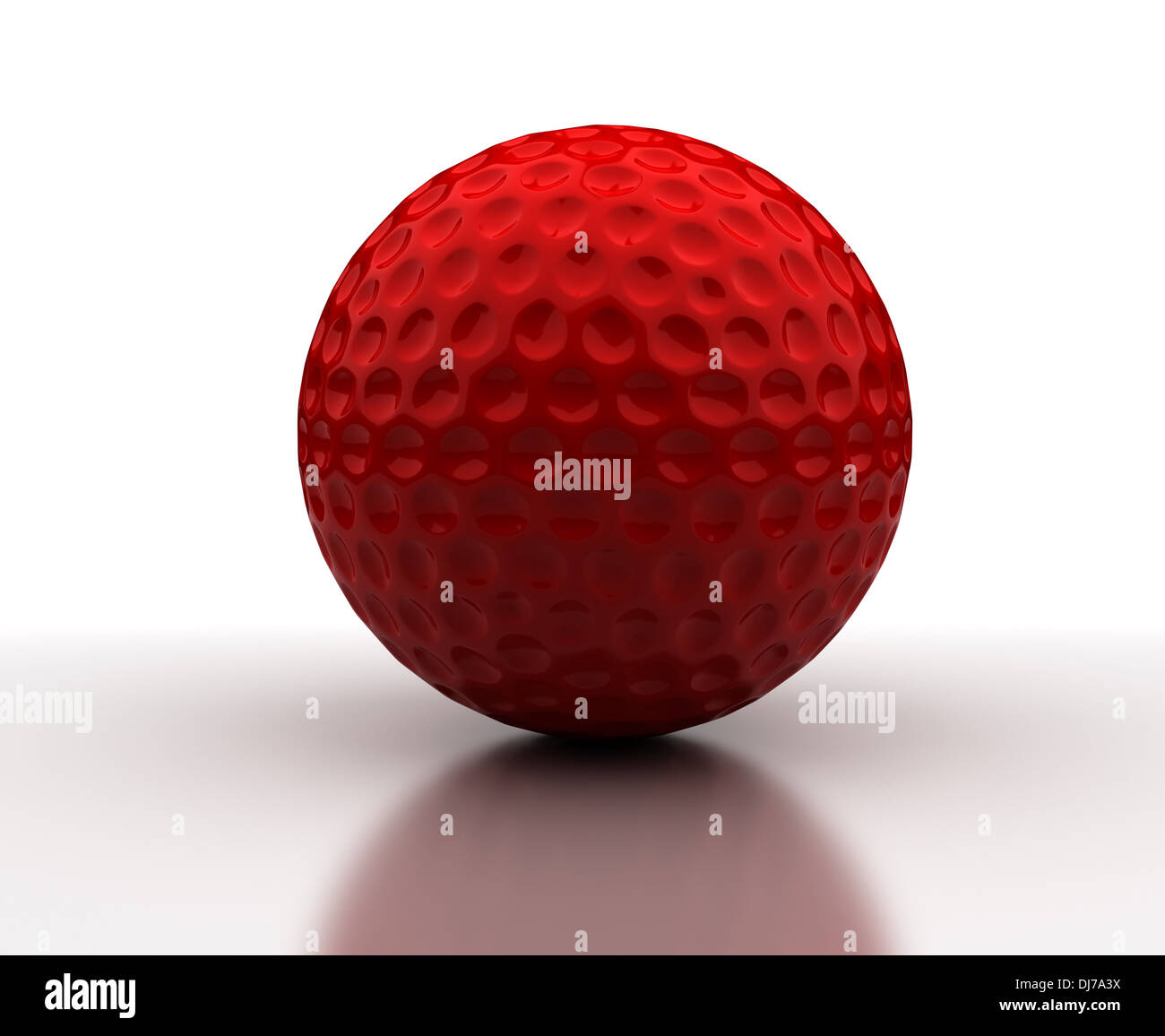 Red golf ball on white background (Computer generated image Stock Photo