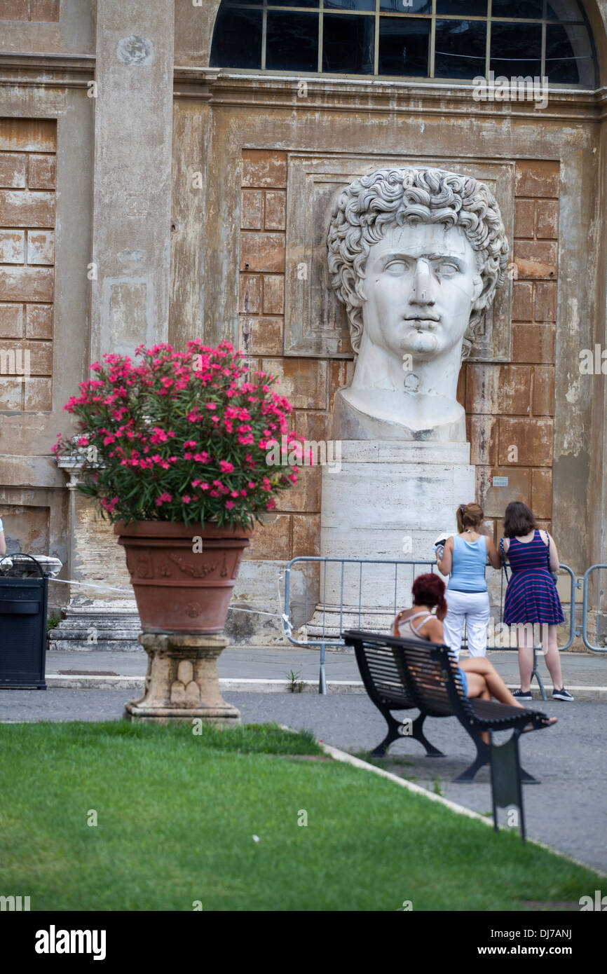 Vatican museums park bench grass wall flower hires stock photography
