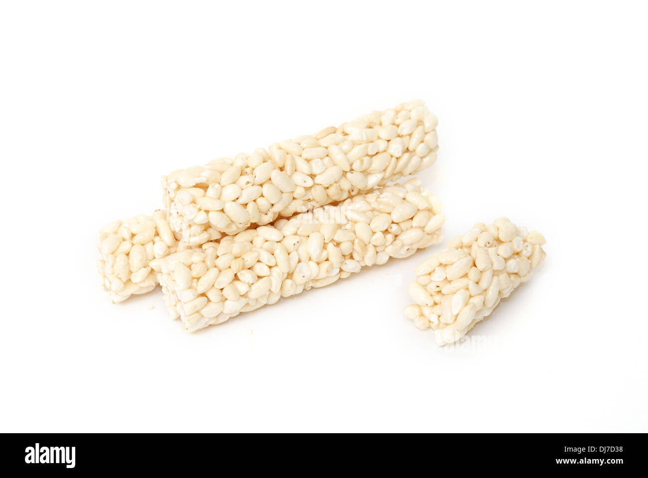 a puffed rice snack bar, isolated on white Stock Photo