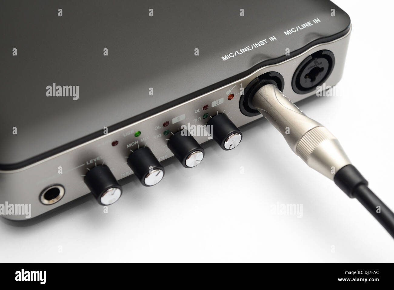 Audio Interface and Cable Stock Photo