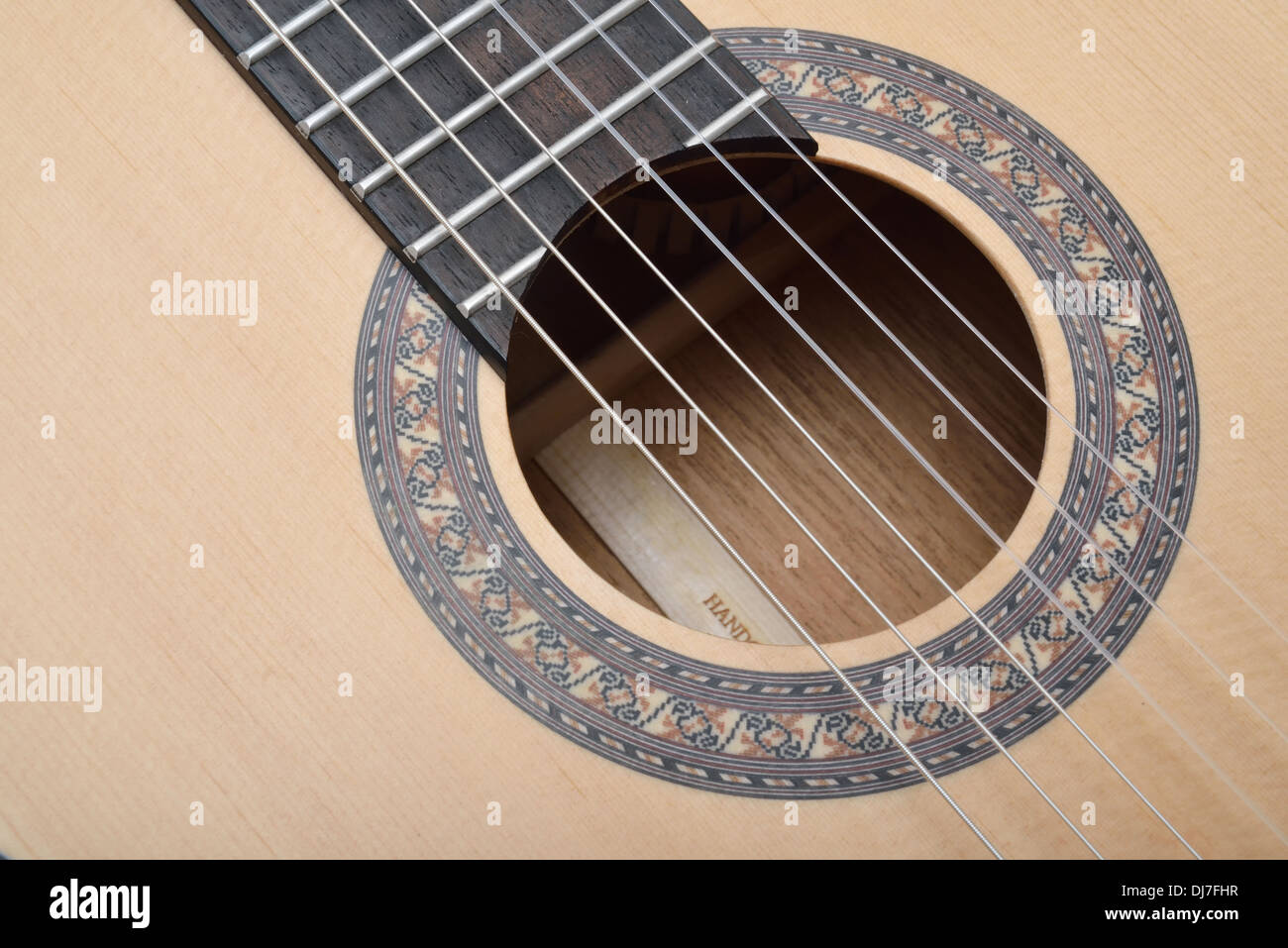 Sound hole of classic guitar Stock Photo Alamy