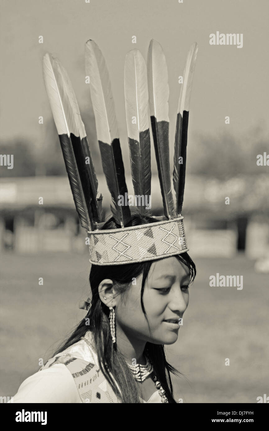 Wancho Woman, Tribe at Namdapha Eco Cultural Festival, Miao, Arunachal Pradesh, India Stock Photo