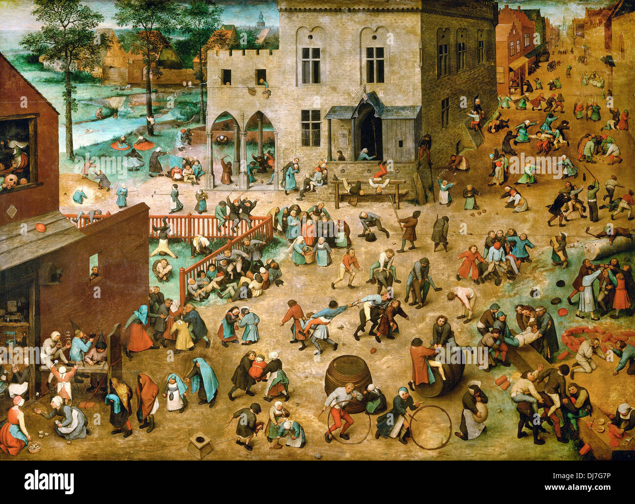Pieter Brueghel the Elder, Children’s Games 1560. Oil on panel. Kunsthistorisches Museum, Vienna, Austria. Stock Photo