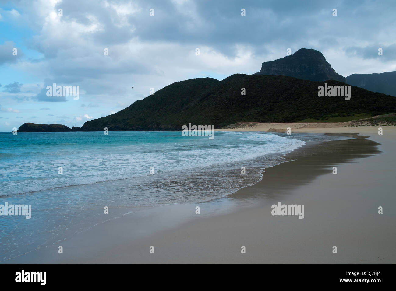Deserted Blinky Beach at sunset, Lord Howe Island, Australia Stock