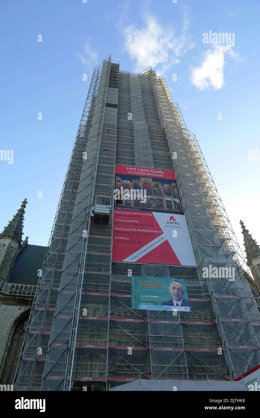 Saint Bavo Cathedral, Ghent, Under Wraps Stock Photo