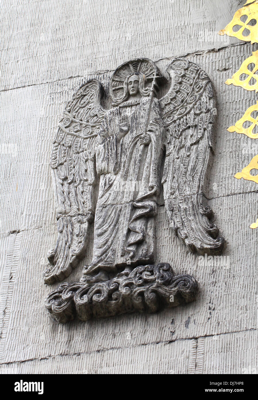 Bas-relief of angel on the wall Stock Photo