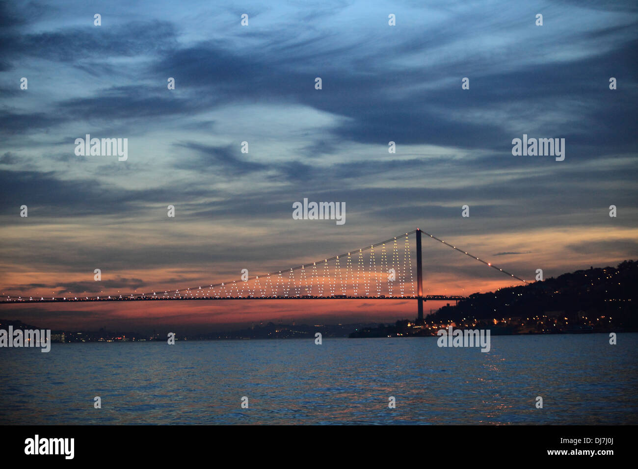 Bridge over the Bosphorus Straight in Istanbul Stock Photo