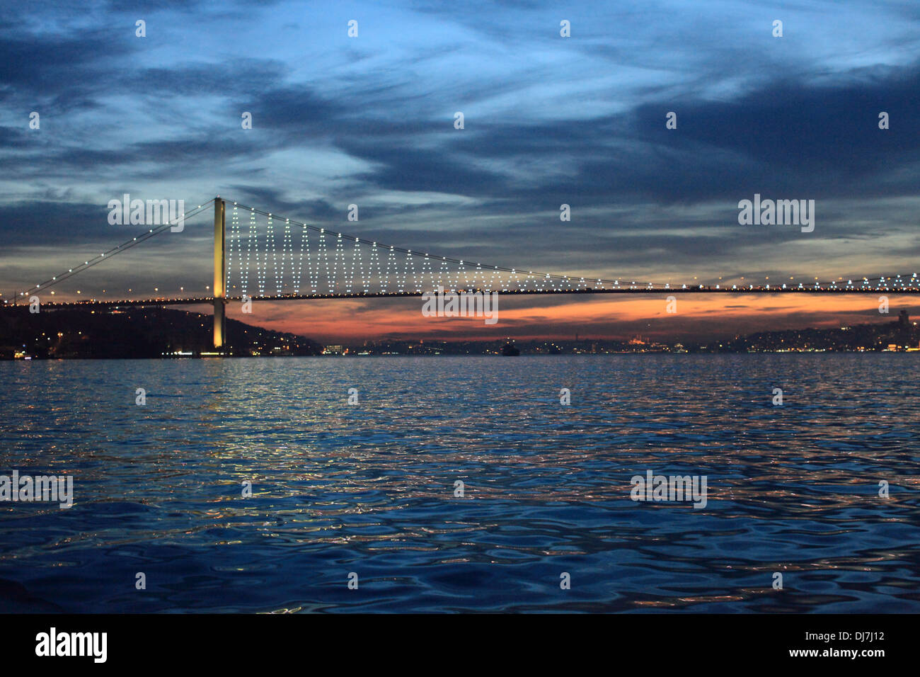 Bridge over the Bosphorus Straight in Istanbul Stock Photo