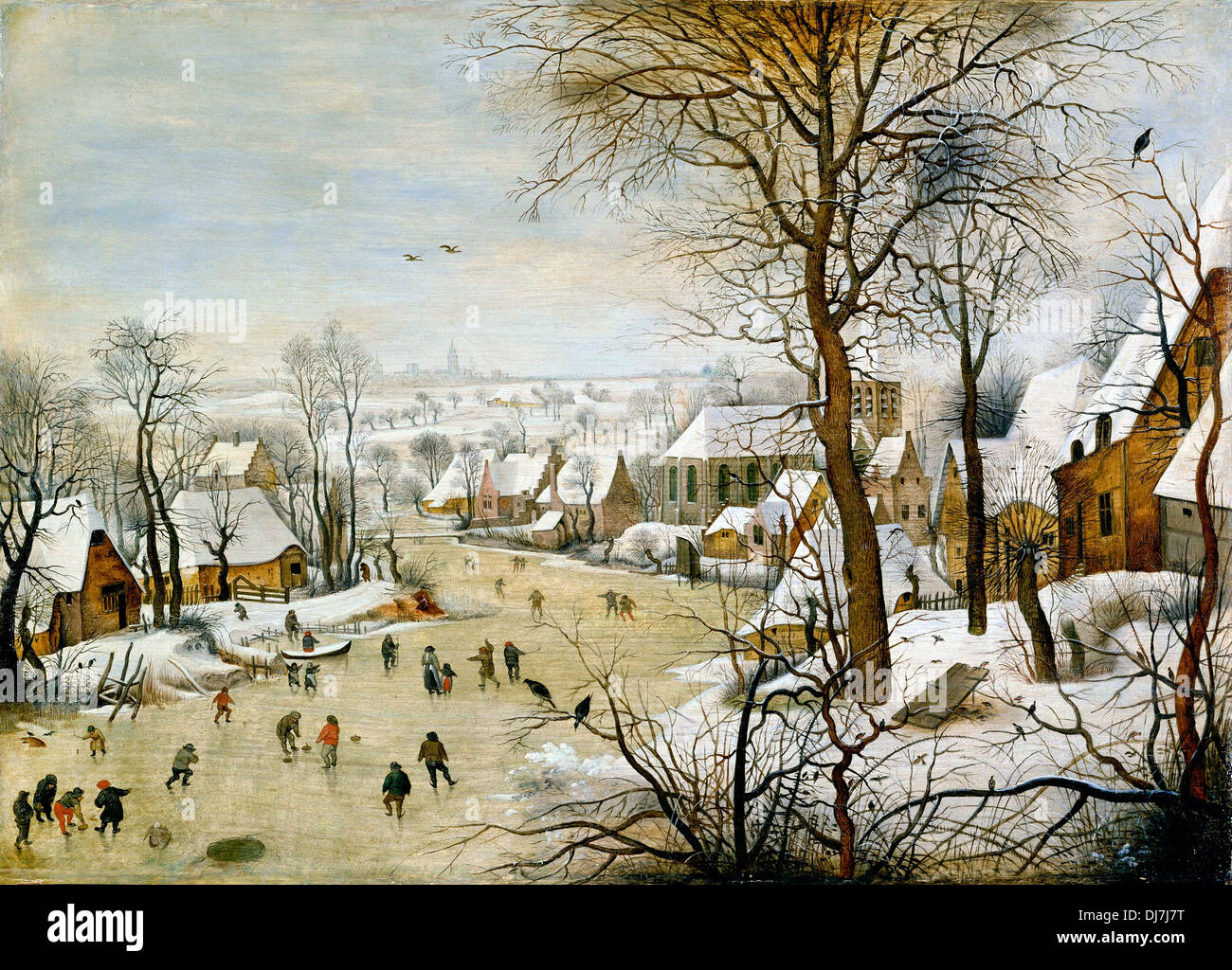 Pieter Brueghel Younger, Winter Landscape with Bird Trap. Undated Oil on panel. National Museum of Western Art, Tokyo, Japan. Stock Photo