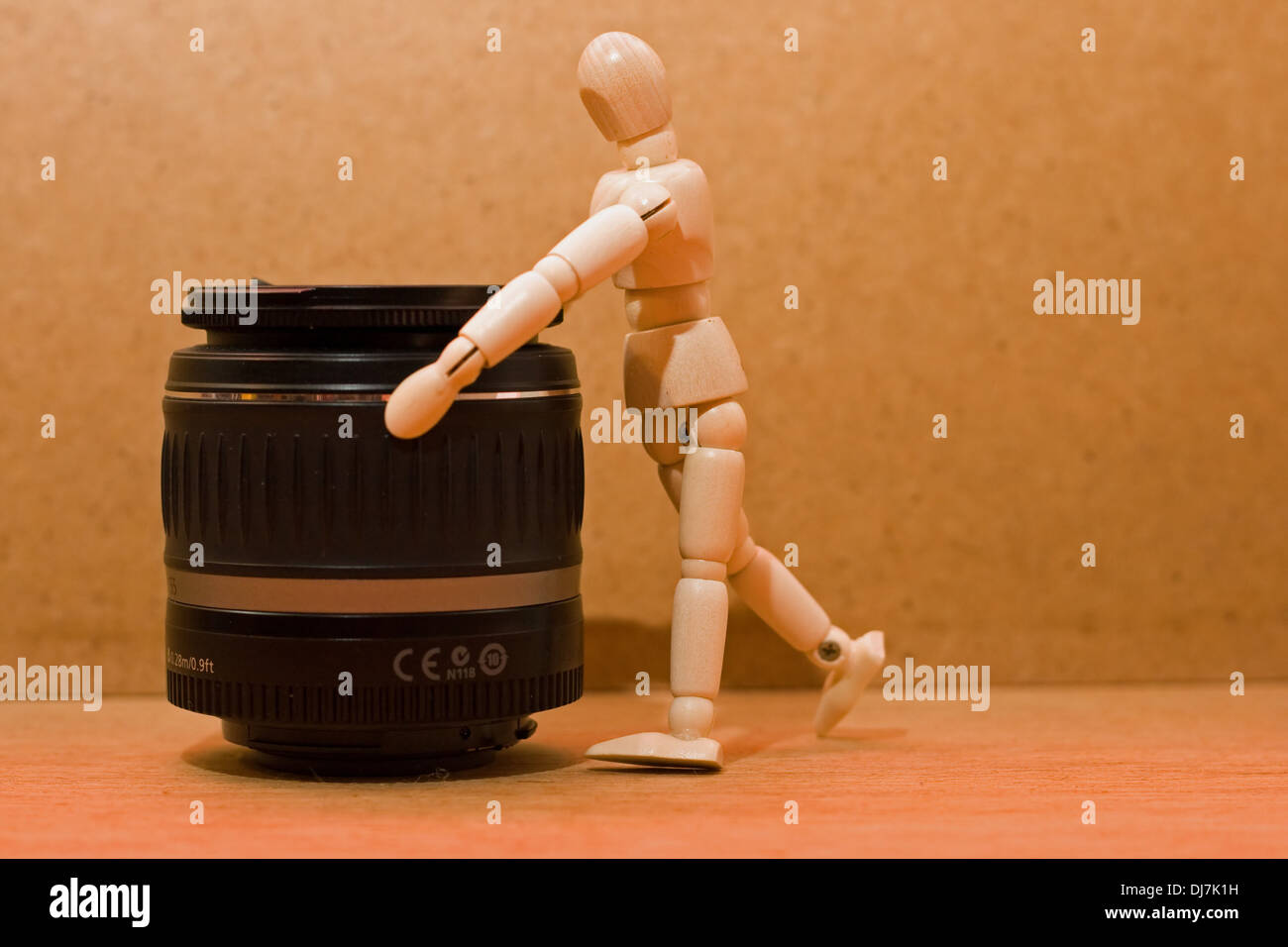 Artists' manikin with camera lens Stock Photo Alamy